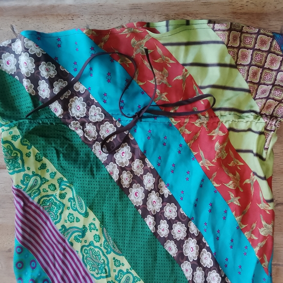 Y2K Multicolor Strappy Women's Top Silk Top - Picture 3 of 5